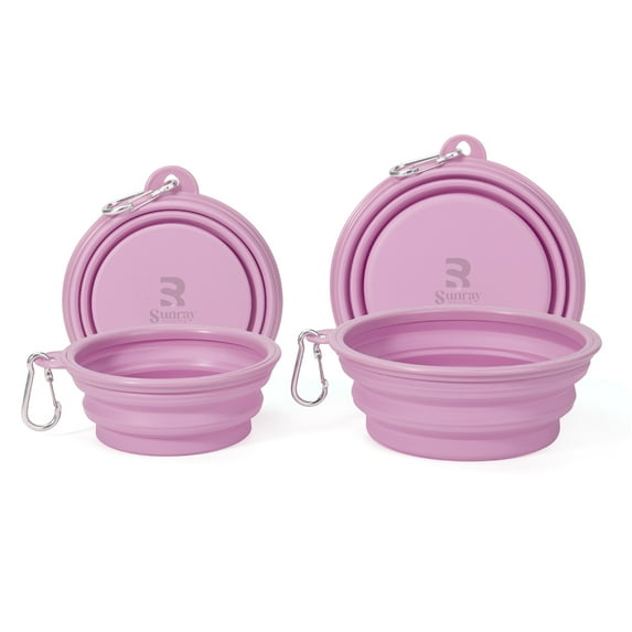 Sunraymascota Collapsible Dog Bowls, (12 & 22oz ) 2 Pack Dog Travel Bowls Portable Foldable Cat Water Dish Bowl for Pets Walking Parking Camping