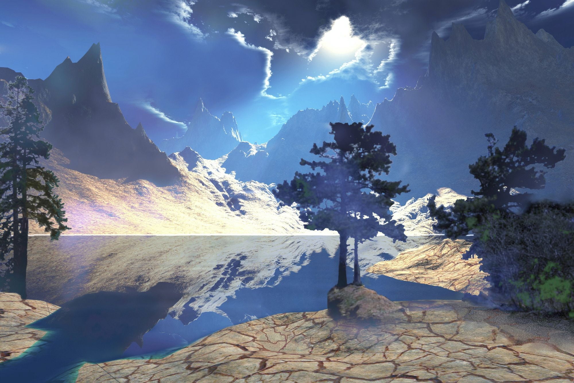 Sunrays shine down on this beautiful valley Canvas Art - Corey FordStocktrek Images (18 x 12)