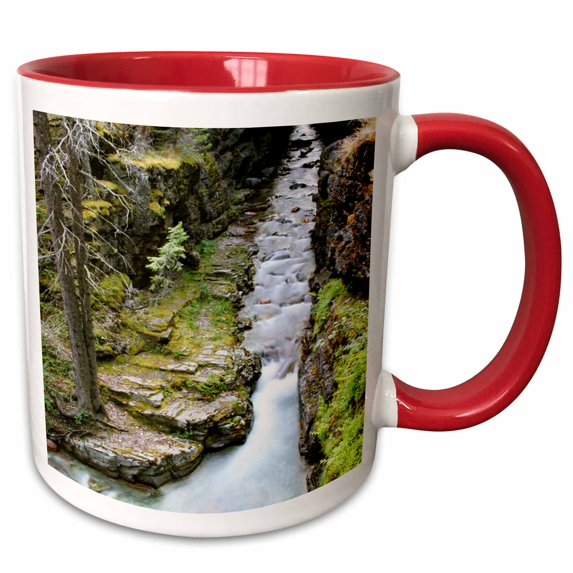 3drose, Sunrift Gorge Montana Glacier National Park, 11oz Two-tone Red Mug