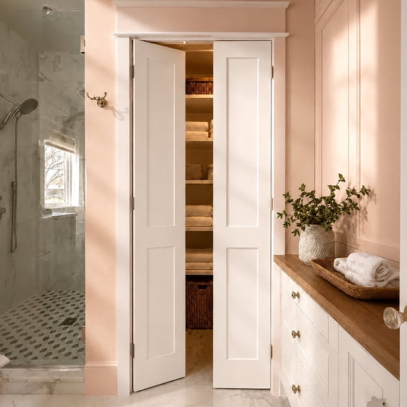 Mdf Tech Sunrinx 18 in. x 80 in. x 1-3/8 in. 2-Panel Shaker White Primed Solid ...