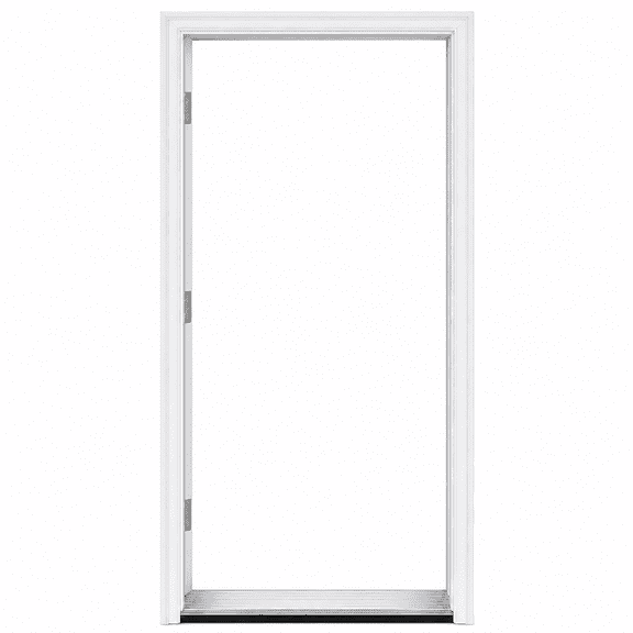 Sunrinx 36" x 80" Exterior Entry Door Frame Kit, White PVC 4-9/16" Jamb with Brickmould & Threshold, Left-Hand Inswing, Door Slab Not Included