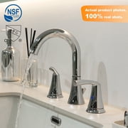 Sunrinx 8 Inch Widespread Bathroom Faucet Chrome 3 Hole Dual Handle Swivel High Arc Drain