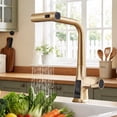 thumbnail image 1 of Sunrinx Brushed Gold Waterfall Kitchen Faucet with Temperature Display, Single-Handle Kitchen Faucet with Pull Down Sprayer, Three Water Outlet Modes Modern Kitchen Sink Faucet, 1 of 9