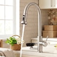 thumbnail image 1 of Sunrinx Brushed Nickel 3-in-1 Kitchen Sink Faucet,High-Arc Design Kitchen Faucet with Pull-Down Sprayer, 3 Function Spray Modes Kitchen Faucets for Modern Kitchen with Press-Type Glass Rinser, 1 of 10