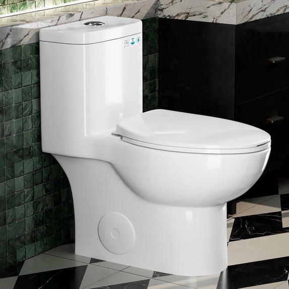 Sunrinx One-Piece Toilet, Tornado Dual Flush 1.1/1.6 GPF, ADA 17" Seat, Gloss White