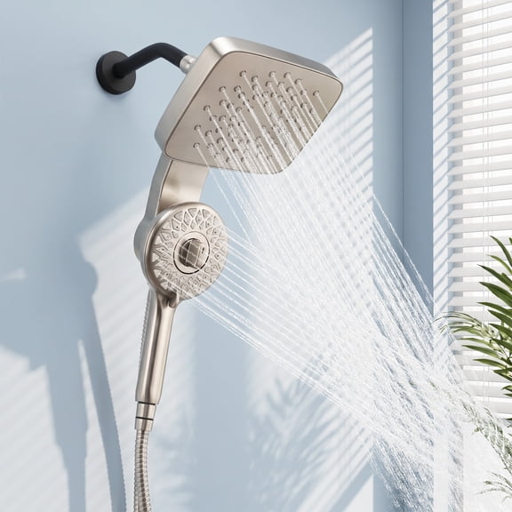 Sunrinx Dual Shower Head System with Handheld, 3-Way Diverter, Magnetic Dock, 5 Spray Modes Rainfall Combo, 70-Inch Hose, Easy Tool-Free Installation