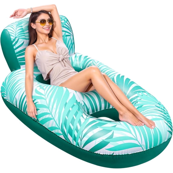Sunrio, Inflatable Pool Float, 61x44 inches, Tropical Leaves Green ...