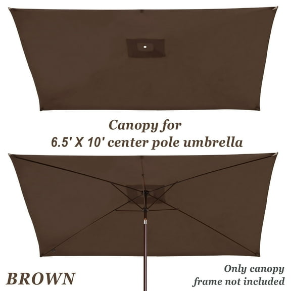 Sunrise 10 x 6.5ft 6 Ribs Outdoor, Patio Rectangle Parasol Umbrella Cover Canopy, Replacement Cover Top, Brown (Cover Only, Umbrella Frame not Included)
