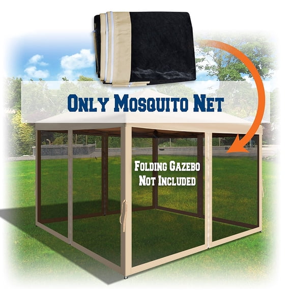 Sunrise 10'x6.4' Mesh Wall Sidewalls for Pop Up Canopy Screen Room, 4-Pieces, Walls Only, Beige