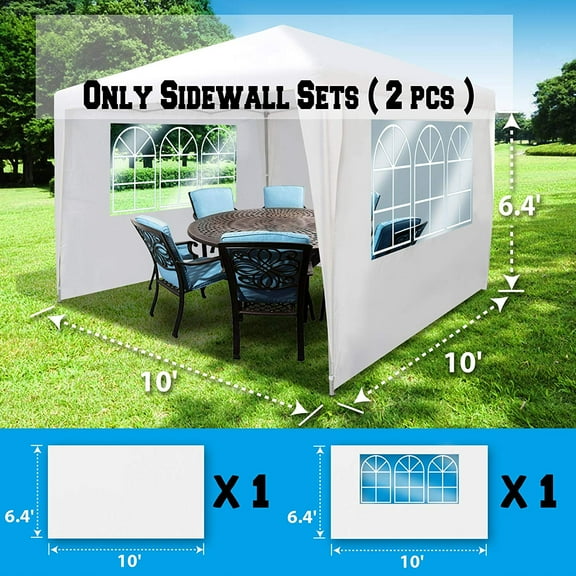 Sunrise Umbrella 10' x 6.4' Outdoor Canopy Sidewalls, Waterproof PE Material (2 Pack)