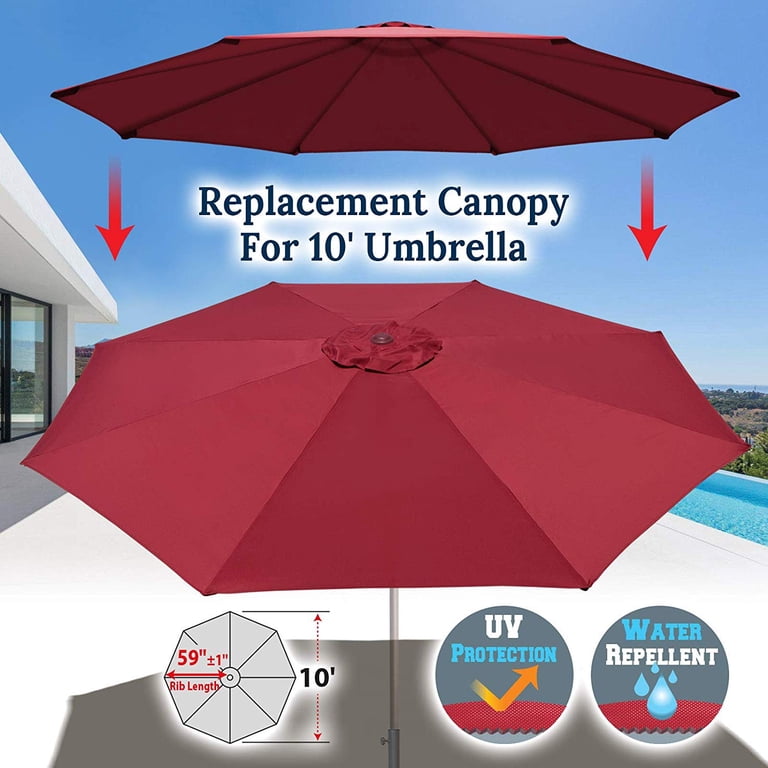 8-10 foot patio umbrella cover GLDDFDG 10ft Replacement Canopy 8 Ribs, Waterproof & Fade Resistant Market Umbrella Cover, Thickened Polyester Fabric for Backyard, Garden and Pool (Canopy Only) (White) : Patio, Lawn & Garden or garden into a stylish retreat thats as functional as it is beautiful Patio Umbrella Replacement Canopy For