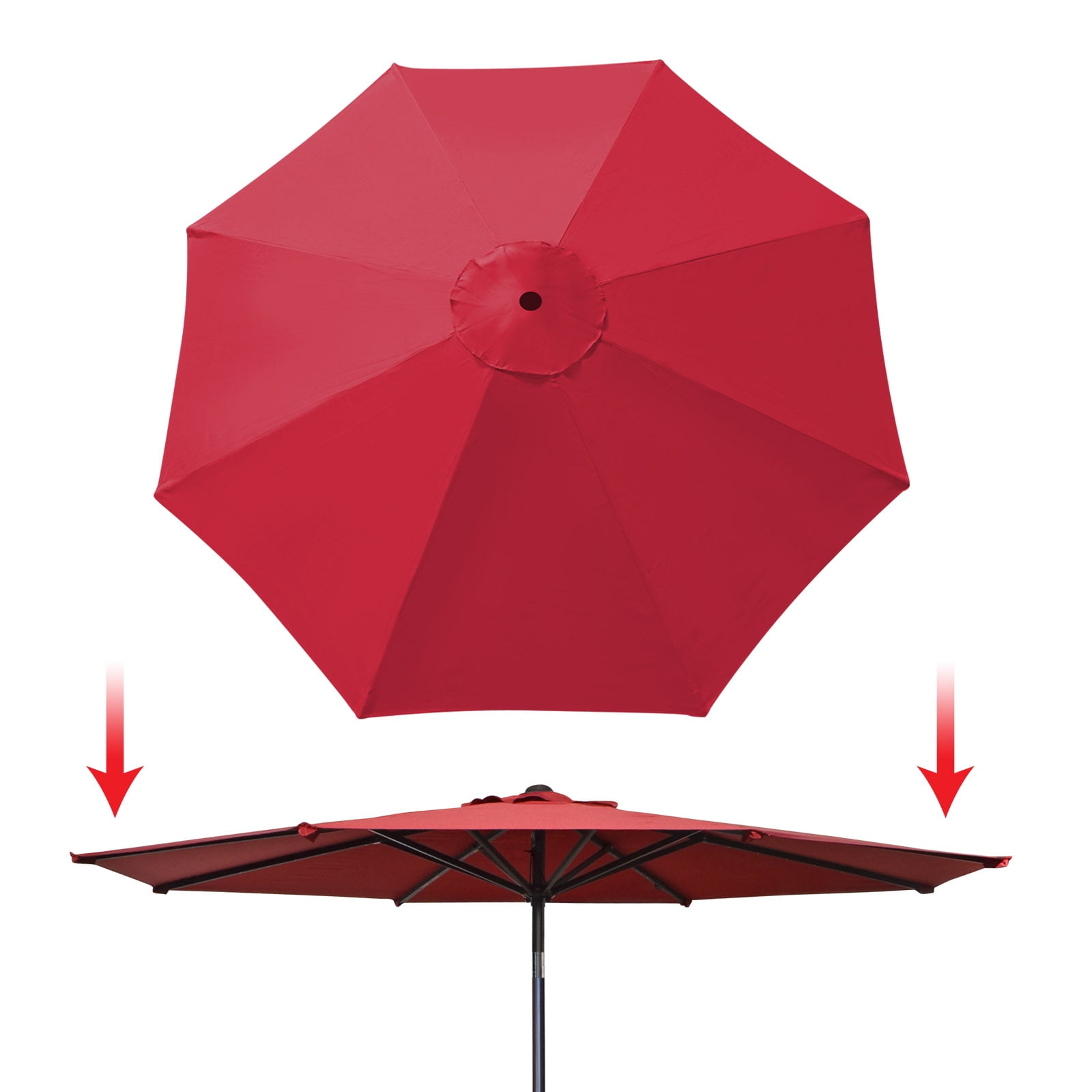 11 patio umbrella fabric replacement canopy red Formosa Covers ft Cantilever Supported Bar 8 Ribs one_size versatile for Wooden Sunrise 11.5ft 8 Ribs Outdoor,