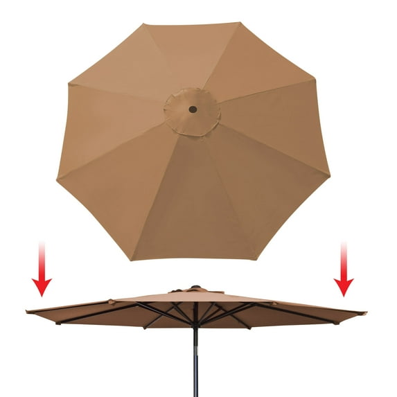 Sunrise 11.5ft 8 Ribs Outdoor, Patio Umbrella Cover Canopy, Replacement Cover Top, Tan (Cover Only, Umbrella Frame not Included)