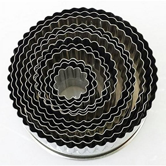 Sunrise 12 Pieces Tall Round Cutter Set (Fluted) Round Pastry Cutter Molds