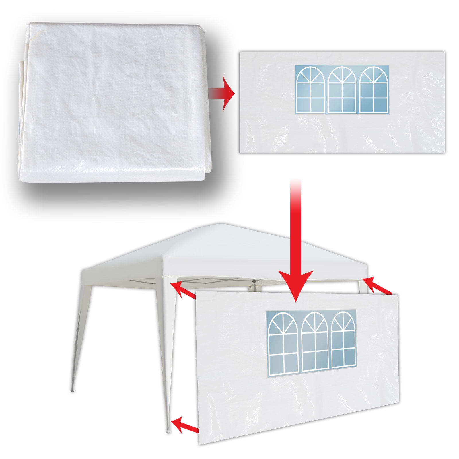 Sunrise 13'x6.4' Sidwall for Wedding Party Tent, Outdoor Pop Up Canop Gazebo, with windows, 1 PCS, white