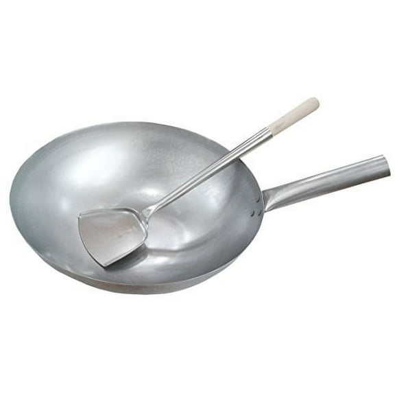 Sunrise 14 Inch Hong Kong Style Wok -Round Bottom + 17 inch Wok Shovel
