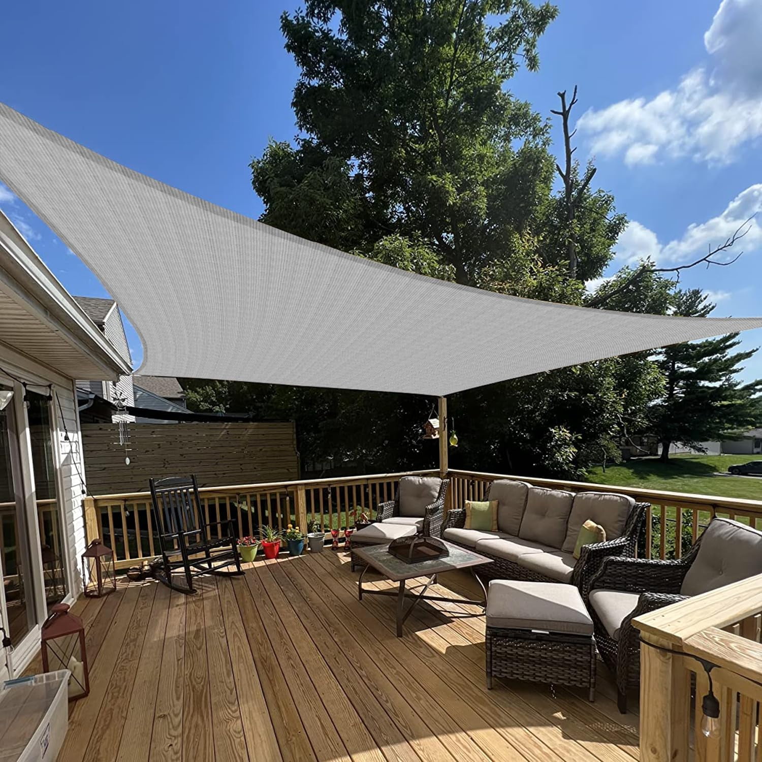 Sunrise 14' X 14' Rectangle Sun Shade Sail Canopy Shade Cover UV Block ...