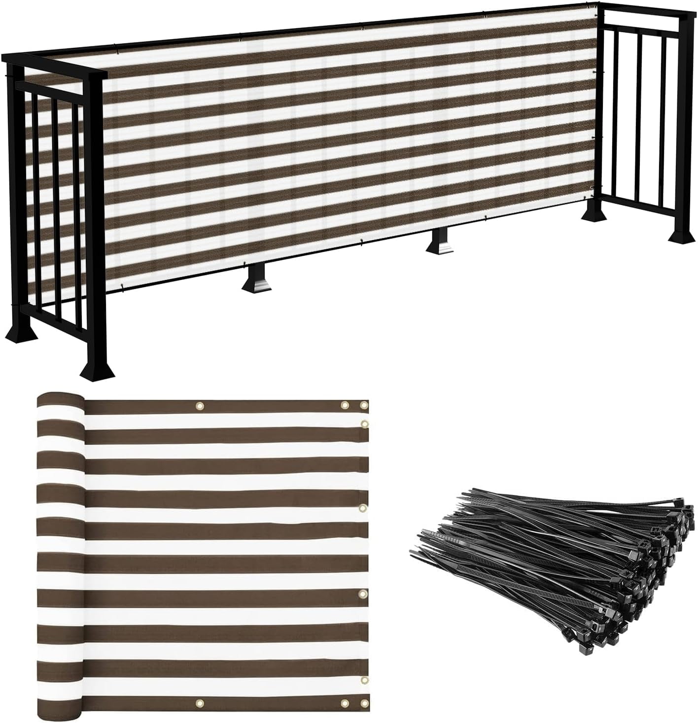 sunrise-3-x-243-balcony-privacy-fence-screen-cover-with-zip-ties