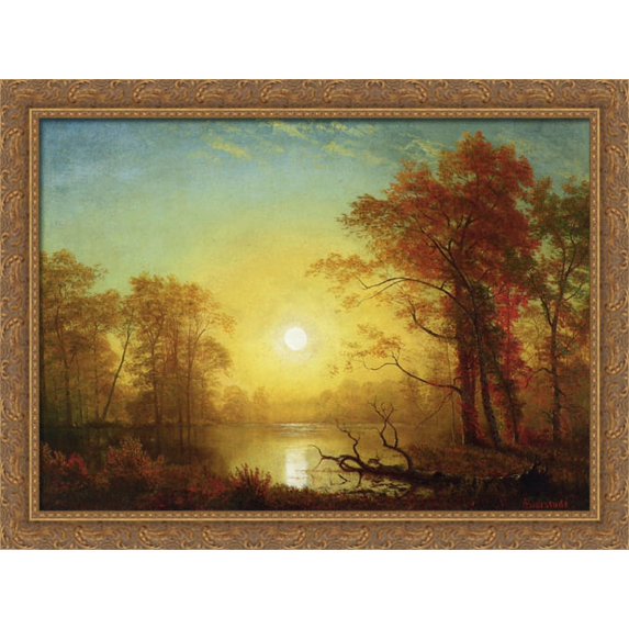 Sunrise 36x28 Large Gold Ornate Wood Framed Canvas Art by Albert Bierstadt