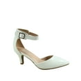 thumbnail image 1 of Sunrise-37 Women's Ankle Strap Buckle Pointy Toe Stiletto Low Heel Pumps Shoes ( White, 6.5 ), 1 of 2