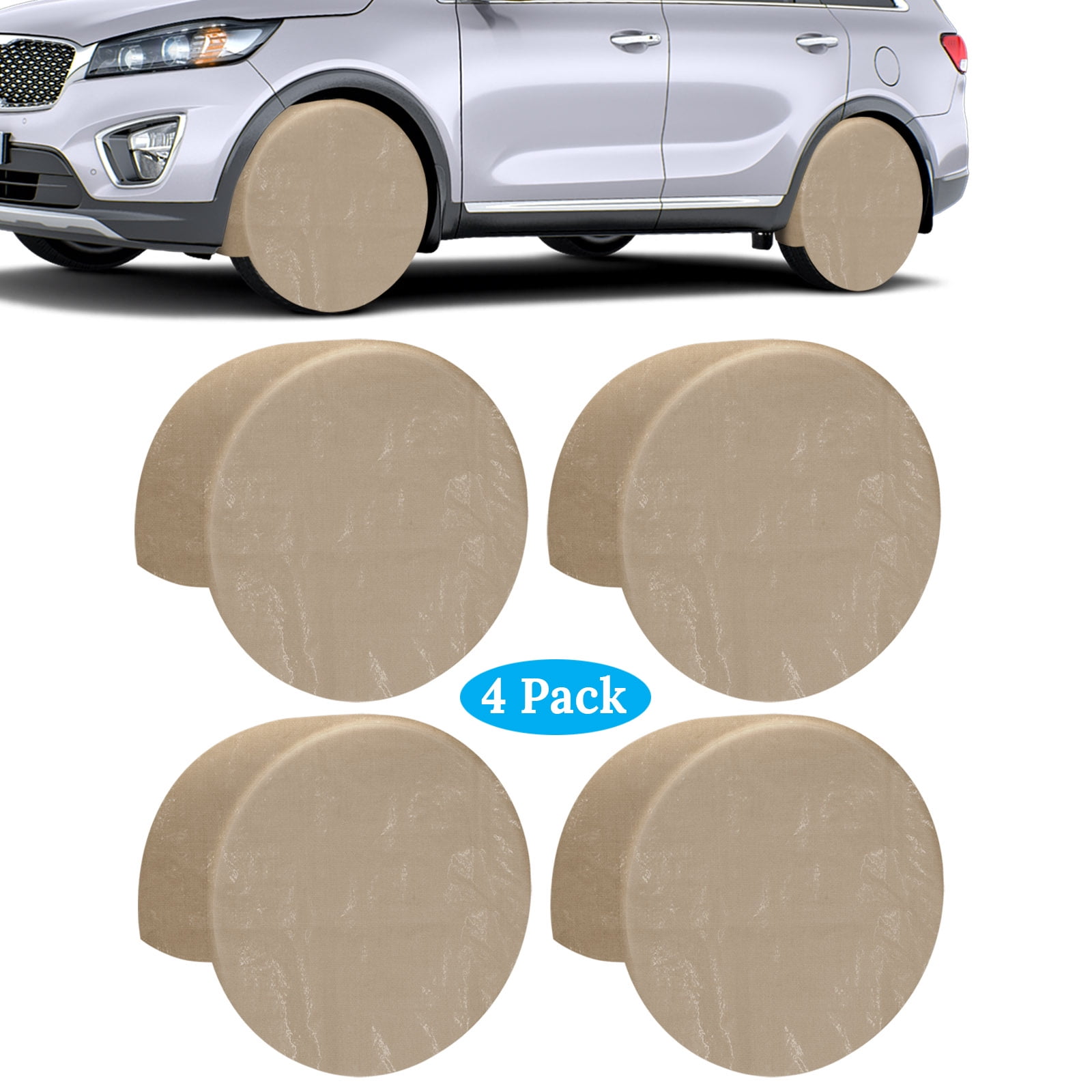 Sunrise 4pcs Wheel Tire Covers Waterproof Sun Tire Protector for Auto Truck Car Camper Trailer Boat, Taupe (24''-26'')