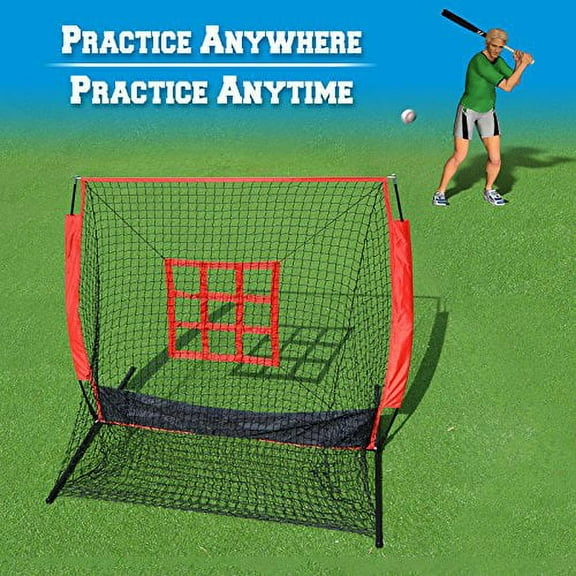 Sunrise 5' x 5' Baseball and Softball Practice Net with Strike Zone Target and Carry Bag