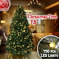 thumbnail image 1 of Sunrise 7.5\' Artificial Christmas Tree with Metal Stand Full Tree Xmas Holiday (7.5\' with 750 Clear Lights and 2514 Tips) Green, 1 of 12