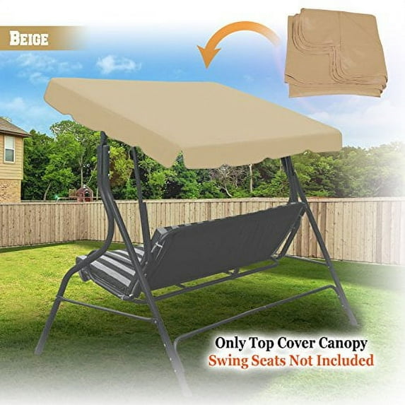 Sunrise 77"x43" Outdoor Patio Swing Canopy Replacement Cover, Beige (Cover Only, Frame not Included)