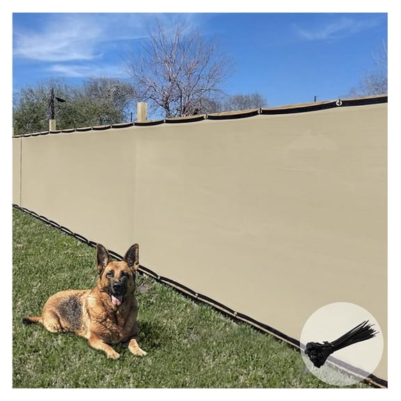 Sunrise 8' x 24' Privacy Fence Screen with Grommets, Outdoor Windscreen Fence Covering Privacy Screen UV Blockage for Backyard Garden Patio, Zip Ties Included (Beige)