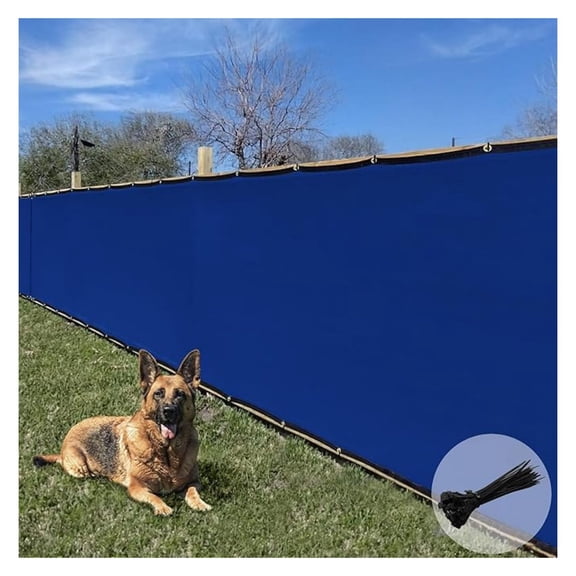 Sunrise 8' x 44' Privacy Fence Screen with Grommets, Outdoor Windscreen Fence Covering Privacy Screen UV Blockage for Backyard Garden Patio, Zip Ties Included (Blue)