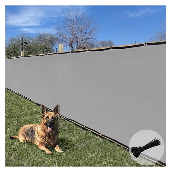 Sunrise 8' x 6' Privacy Fence Screen with Grommets, Outdoor Windscreen Fence Covering Privacy Screen UV Blockage for Backyard Garden Patio, Zip Ties Included (Gray)