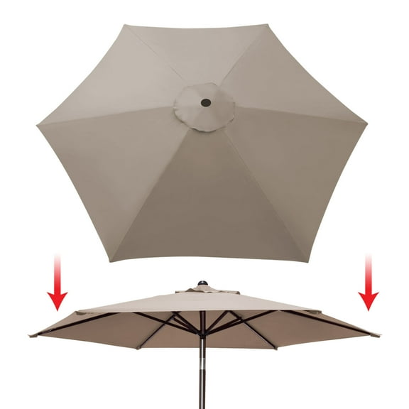 Sunrise 9ft 6 Ribs Outdoor, Patio Umbrella Cover Canopy, Replacement Cover Top, Taupe (Cover Only, Umbrella Frame not Included)