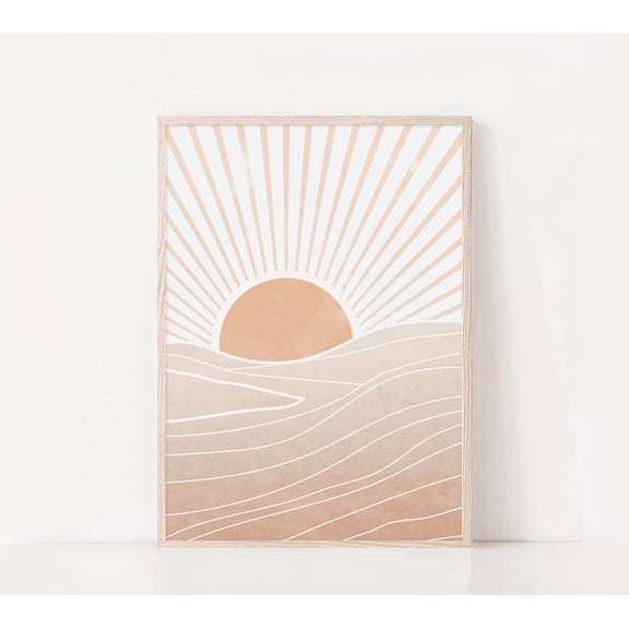 Sunrise Abstract Art Poster Modern Pastel Wall Decor, 8x12 UNFRAMED