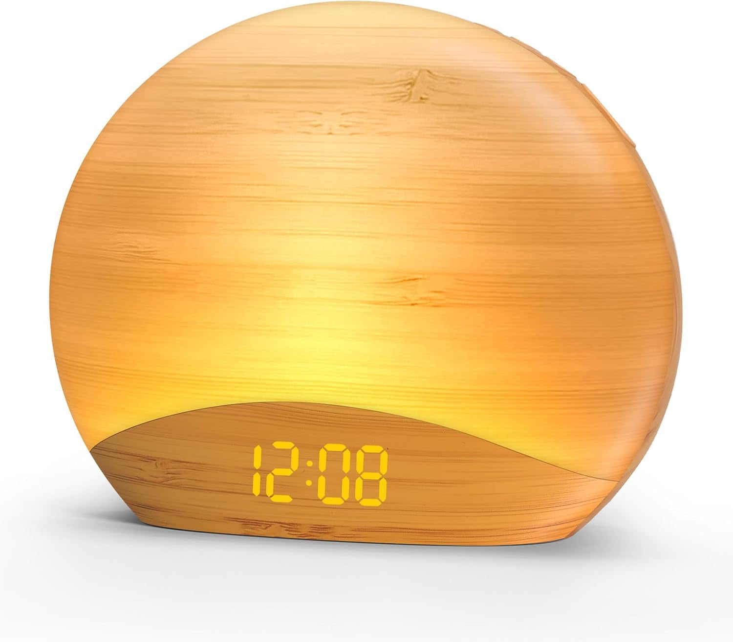 Sunrise Alarm Clock with Bluetooth Speaker & FM Radio, Gradual Wake Up Light, Digital Dimmable Clock, Bedroom Lamps, 8 Color Night Lights, Home Decor, Wood Clock for Adult, Kid