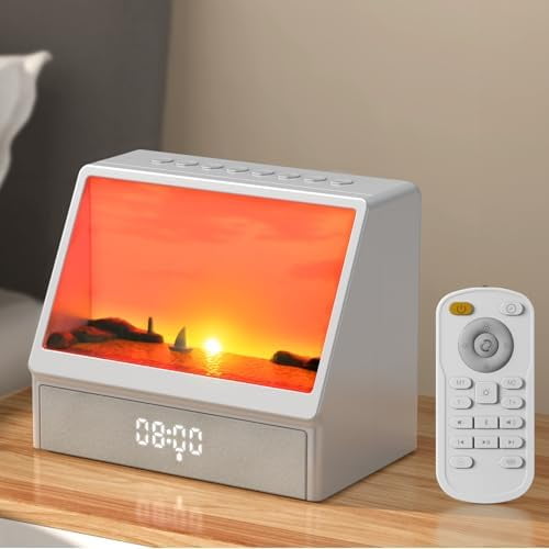 Sunrise Alarm Clock for Heavy Sleepers with White Noise Machine, Wake Up Light with Sunrise & Sunset Simulation, Bluetooth Speaker, Dimming Night Light, Digital Alarms Clock for Adults, Kids,Bedroom