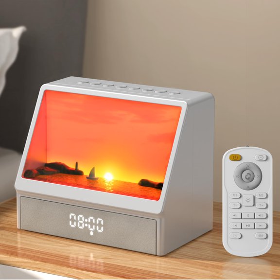 Sunrise Alarm Clock for Heavy Sleepers with White Noise Machine, Wake Up Light with Sunrise & Sunset Simulation, Bluetooth Speaker, Dimming Night Light, Digital Alarms Clock for Adults, Kids,Bedroom