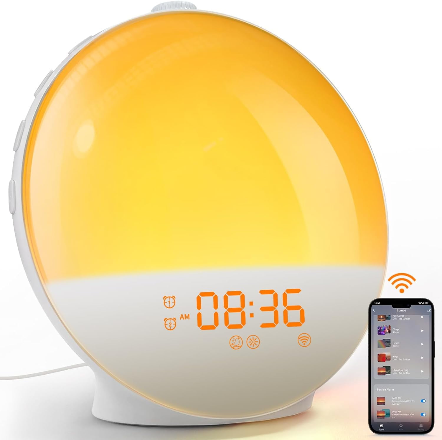 Sunrise Alarm Clock, Smart Wake Up Light, App Control, Sunrise Sunset