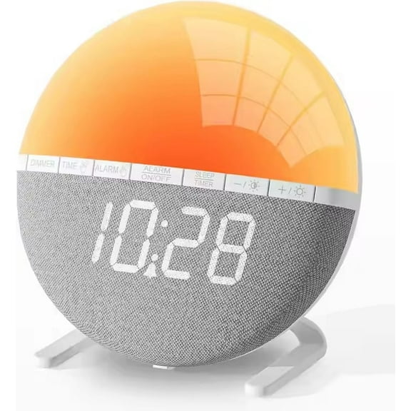 Sunrise Alarm Clock with Snooze, White Noise Sound Machine & Night Light - Dimmable Digital Clock for Bedroom, 7 Wake-Up Sounds, 9-Min Snooze, 7 Color Mood Lights, Ideal for Heavy Sleepers