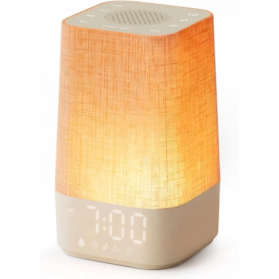 Sunrise Alarm Clock with Sound Machine, Gentle Wake Up Light for Bedroom | 10-60 Mins Gradual Light, 30 Soothing Sounds, Adjustable Brightness, 32-Level Volume, Bright & Loud Enough for Dark Morning