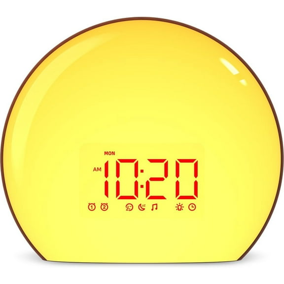 Sunrise Alarm Clock Wake Up Clock Natural Sunset Simulation 21 Soothing Sounds Dual Alarm 6 Times Snooze 28 Ringtones Dimmable 12 Colors Night Light 10 Timer Options Adjustable Volume