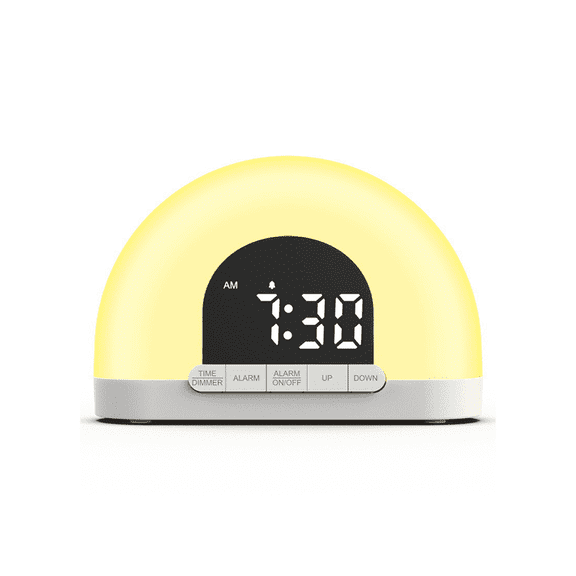Sunrise Alarm Clock Wake Up Light - Clear Digital Display, 4-Speed Brightness, Snooze, Ideal Light Alarm Clock for Bedrooms & Heavy Sleepers