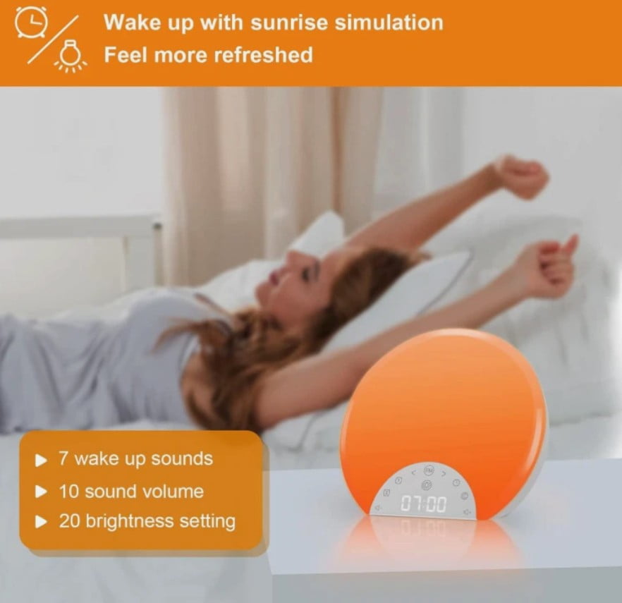 Sunrise Alarm Clock Wake Up Light For Kids Adults Heavy Sleepers With Dual Alarm