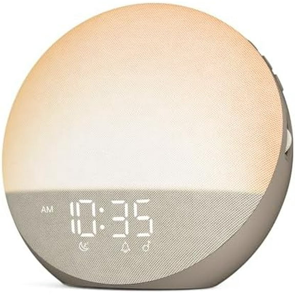 Sunrise Alarm Clock White Noise Machine: Natural Wake Up Light - Dimmable Clock with Bluetooth Speaker for Bedroom - 25 Sleep Sounds for Baby Adults Kids Cocoa