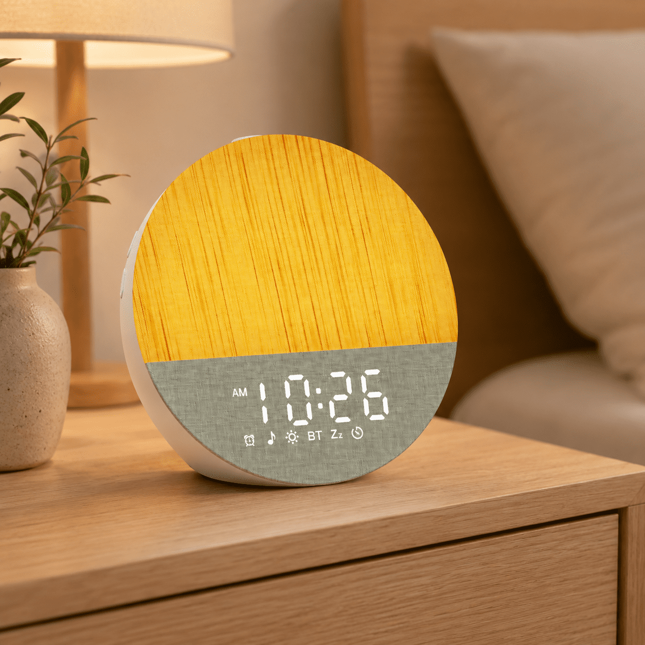 LEIKE Sunrise Alarm Clock White Noise Sound Machine for Bedroom | Natural Wake-Up Light with Soothing Sleep Aids, Bluetooth Speaker, Dimmable Clock, Screen-Free Design for Baby Adults Kids