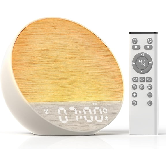 Sunrise Alarm Clock with Sound Machine, Bluetooth Speaker, Remote, Putty