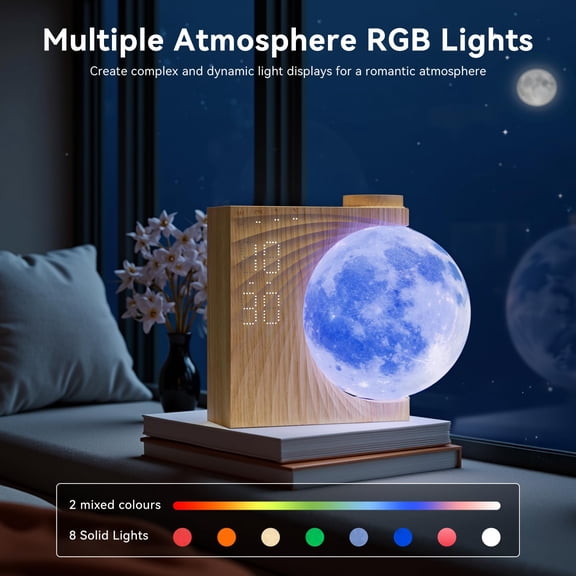 Sunrise Alarm Clocks For Heavy Sleepers Night Lamp Bedrooms With Moon Light 10 Effects 30/60/90 Timer 10 Sleep Sounds 15 Ringtones 12 Volume Control Snooze Function