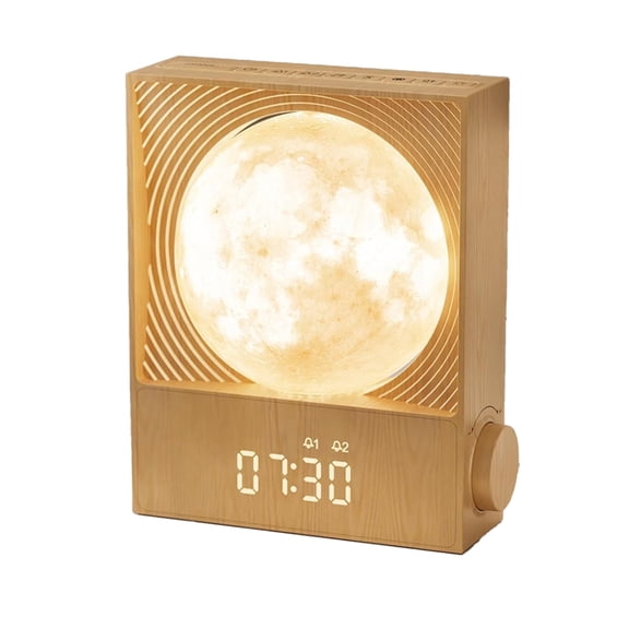 Sunrise Alarm Clocks for Heavy Sleepers,Rotatable Moon Light with Gentle Wake-Up,Clock Night Lamp for Bedrooms