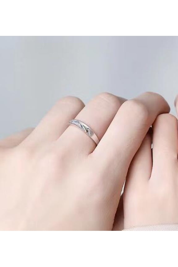 Couple Rings Set Mountain Shaped Matching Bands for Him and Her Sunrise Early Moon Antithetical Design Rings with Drop