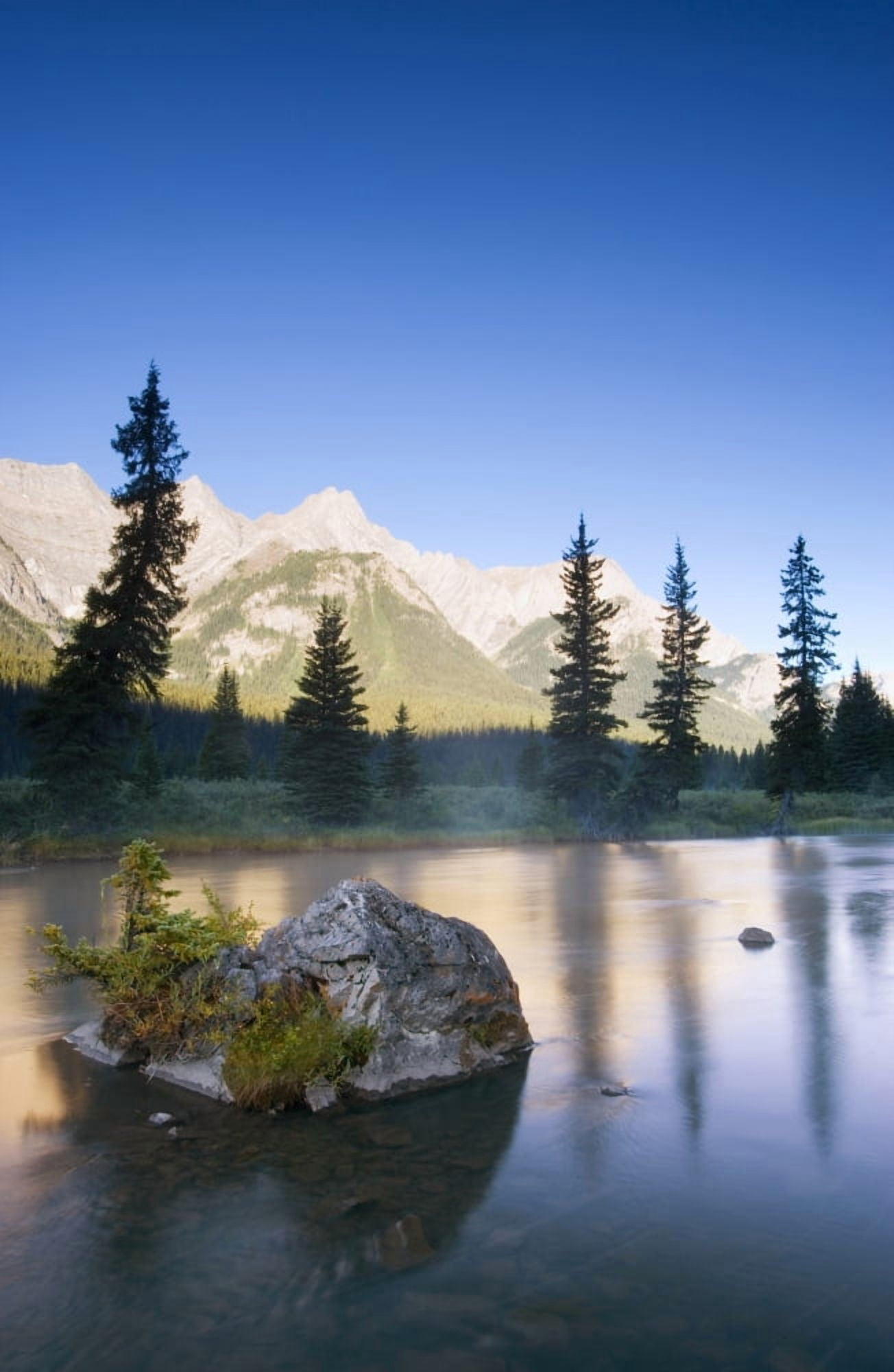Sunrise And Early Morning Mist On Mountain River Canvas Art - Carson Ganci Design Pics (22 x 34)