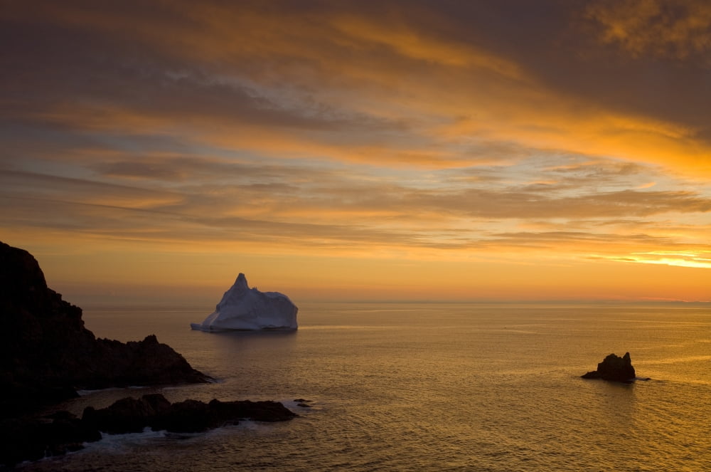 Sunrise And Iceberg Near Twillingate Newfoundland And Labrador Canvas Art - John Sylvester Design Pics (34 x 22)